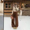 Laranja Infantil # Calça Casual Simples de Lã com Cordão Largo e Reto para Mulheres, Solta, Emagrece, Cobre a Pele, Preguiçosa e Versátil