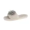 Nuevas pantuflas abiertas sin cordones 2026 para mujer, diseño de fuegos artificiales, otoño e invierno, forradas de felpa, suela plana, a la moda con pedrería y pelo