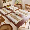 Mantel Tejido Retro Japonés Algodón y Lino Estilo Tronco Alfombrilla Aislante Tela Decorativa Roja para Fiesta de Año Nuevo Mantel de Mesa para el Hogar