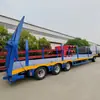 Semirremolque de Plataforma Baja 4 Ejes 13m Transporte de Equipo Pesado Remolque con Barra de Tiro Fábrica Exportación