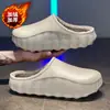 Pantuflas de Algodón Transfronterizas para Hombre Uso en Casa de Invierno Con Felpa Gruesa Cálida EVA Antideslizante Impermeable Suela Suave Par de Zapatos de Algodón tipo Birkenstock