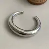 Pulsera de Nicho con Textura Gruesa de Plata, Versión Ancha Coreana de Alta Gama con Diseño Multicapa, Superficie Lisa, Estilo Irregular y Exagerado, Pulsera Transfronteriza