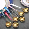 Colher de Aço Inoxidável 304, Colher Moderna com Cabeça Redonda, Colher de Sorvete, Colher de Sobremesa, Colher de Jantar Doméstica, Colher de Sopa Espessada