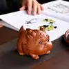 Mascotas de té de arena púrpura Fulong Adornos Bebé Dragón Lindo Divertido Juego de té Mesa de té Bandeja de té Adornos Decorativos de Escritorio