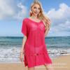 Europeo y Americano Primavera y Verano Manga Corta Vacaciones Playa Protección Solar Cover-Up Talla Grande Hueco Traje de Baño Bikini Ropa Exterior Fabricante Venta al por Mayor