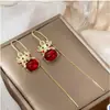 Brincos de Veludo Vermelho Vinho Agulha de Prata 2025 Laço Elegante e Estiloso Rosa Ano Novo Festival da Primavera Estilo Chinês Brincos de Tarraxa