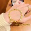Nuevo Pulsera de Mahjong Estilo Chino Esmalte Antiguo con Cobre Chapado en Oro, Chapado en Oro Real, Pulsera Dorada Arenosa de Lujo Ligero Atractora de Fortuna