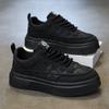 Zapatos de Hombre 2025 Otoño Nuevos Transpirables Deportivos Suela Gruesa Blancos Zapatos de Cuero con Paneles para Hombre Estilo Coreano Moda Zapatos Casuales