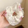 Scrunchie de Alta Qualidade Estilo Coreano para Mulheres, Elástico de Cabelo com Laço de Tecido da Moda, Acessório de Cabelo Corda para Coque Doce e Fofo