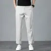 Calça masculina cropped de linho Tencel, fina de verão, reta, solta, casual, calça de 9 pontos, calça versátil 8 pontos masculina 2026