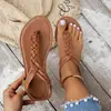 Elegantes sandalias planas tejidas de estilo francés, sandalias romanas versátiles de moda europea y americana, nuevo modelo de verano 2026