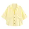 Camisa Casual de Manga Corta para Mujer Estilo Europeo y Americano Comercio Exterior Verano Transfronteriza Solapa Moda Casual de un Solo Botón