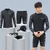 Traje de baño de dos piezas para adolescentes, top de manga corta, bañador de manga larga, conjunto de traje de baño para hombre con protección solar, equipo completo de natación