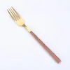 Cuchillo, Tenedor y Cuchara de Acero Inoxidable Estilo Occidental, Vajilla con Patrón de Madera Portuguesa, Vajilla Creativa Estilo Japonés con Mango de Pinza, Cuchillo y Tenedor para Steak
