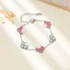 Pulseira de Aço Titânio Cravejada com Diamantes, Trevo de Quatro Folhas, Aço Inoxidável, Luxo Leve, Joia Popular Europeia e Americana da Moda, Venda Quente Transfronteiriça