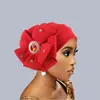 Temsyin Estilo de Moda Nuevo Transfronterizo Turbante Desordenado de Flor de Pedrería Sombrero de Copa Plana Sombrero Africano