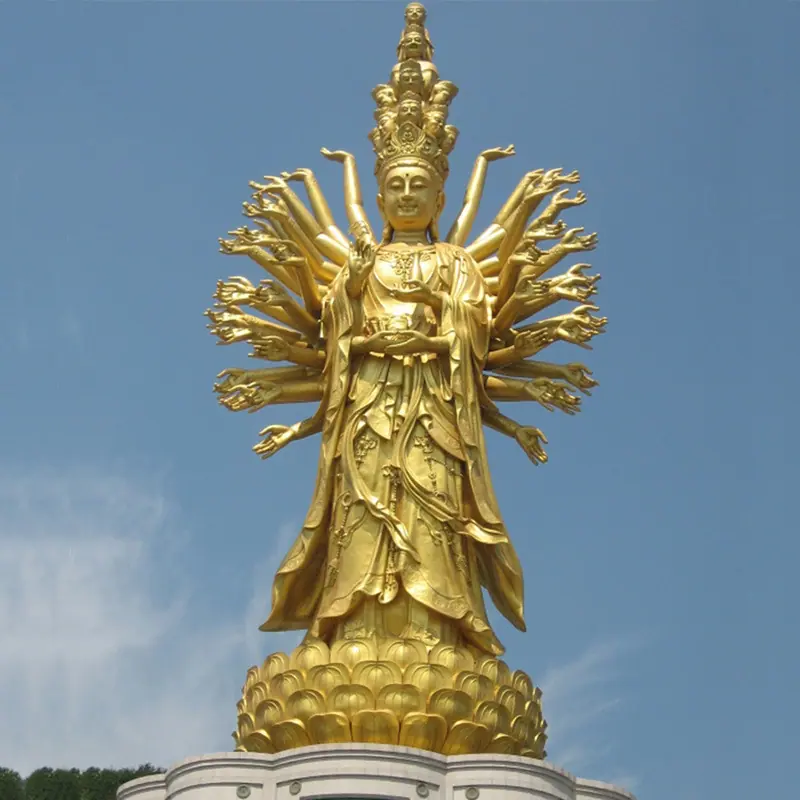 大型铜佛像牵手观音雕塑