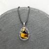 Colgante de gota de piedra semipreciosa de ágata de cristal natural con incrustaciones de gemas, aleación de amatista, piedra de ojo de tigre, collar de cristal rosa