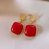 Pendientes de Corazón Geométrico Tipo Gota de Aceite Estilo Retro de Hong Kong con Aguja de Plata Pendientes de Lujo Ligero de Gama Alta Pendientes de Moda Exquisitos Versátiles para Mujer