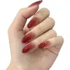 Patch de Unha Oval Vermelho Vinho de Alta Qualidade, Comprimento Médio, Usável, Gradiente Nude, Manicure Aurora, Patch de Unha Usável