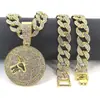 Joyería Hip-Hop Cabeza de Cabra Colgante Redondo Personalizado Exagerado Hombres Full Diamante Redondo Grande Estilo Punk Cadena Cubana
