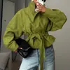 Novedad Otoño 2026 Ropa Femenina Transfronteriza Europea y Americana Casual Temperamento para Viajes Cotidianos Color Sólido Solapa Con Cordones Chaqueta Abrigo Mujer