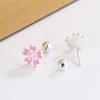 Brincos de Prata S925 Flor com Diamante Rosa Personalidade de Menina Flor Rosa Fresca Doce Brincos com Fecho de Rosca