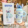 Copo Térmico Popular Sanrio, Copo com Canudo Duplo Stitch, Garrafa de Água Mickey Homem-Aranha, Caixa de Presente com Copo de Água Infantil
