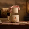Caneca de Chá Cultural e Criativa de Dunhuang, Caneca de Chá de Nove Cores com Veado de Grande Capacidade, Separador de Chá e Água de Cerâmica de Caneca Única, Conjunto de Chá de Lembrança
