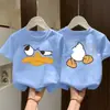Camiseta de algodão puro com manga curta 2026 novo estilo de verão para crianças maiores, meninos e meninas, versátil, elegante e moderna, blusa de meia manga