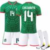2526 Uniforme de Futebol da Casa do México Nº. 14 Casa 16 Jersey Verde 9 Raul 22 Loserano Terno