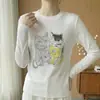 Nuevo Top Juvenil Casual Holgado Estilo Coreano Cuello Redondo Manga Larga Estampado de Gato de Dibujos Animados Primavera/Verano 2026