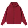 Sudadera con capucha y cremallera raglán de algodón líquido de cinco capas para otoño e invierno con logotipo personalizado, ropa de trabajo casual de color liso y corte holgado