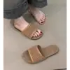 Sandalias Planas Tejidas para Verano, Estilo Resort Francés, de una Sola Tira, Adecuadas para Usar con Faldas, Sandalias de Suela Suave 2025