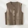 Conjunto de duas peças de alta qualidade: colete de lã fiada fina e calça pantalona, traje feminino de alta gama para primavera e outono, estiloso e adequado para o trabalho, modelo novo