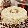 Toalha de mesa redonda de Natal mais vendida da Temu, transfronteiriça, com estampas de alta definição do Papai Noel e bonecos de neve, decoração festiva de mesa, em estoque