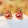 Pendientes pendientes oro rosa Esmeralda Roja piedra turmalina amor pendientes de piedra joyería europea y americana una generación de cabello
