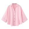 Aliexpress Ropa Europea y Americana para Mujer al por Mayor Transfronteriza 2025 Nueva de Principios de Primavera Casual Cómoda Camisa de Mangas Anchas con Cuello
