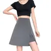 Falda negra de línea A con abertura para mujer, nuevo estilo de verano, falda corta ajustada de cintura alta, falda-pantalón irregular para mujeres petite
