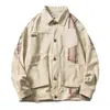 Suministro directo de fábrica Chaqueta de trabajo retro callejera con costuras personalizadas marca de moda masculina holgada con múltiples bolsillos chaqueta coach casual