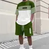 2025 Novo Traje Esportivo Masculino Tendência Verão Conjunto de Duas Peças Camiseta de Manga Curta e Shorts Estilo Hip-Hop Streetwear Casual Solto