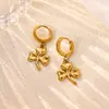 Pendientes de Acero Inoxidable de Nuevo Estilo Transfronterizos Europeos y Americanos para Mujer, Modernos y Sencillos, Pendientes Redondos con Colgante de Carpa Chapados en Oro de 18 Quilates