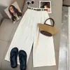 Calça Casual Casual de Cor Sólida, Perna Reta, Nova para o Verão de 2026, Elegante e Emagrecimento, Calça de Cintura Alta, Cropped, Perna Larga