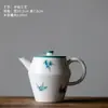 Tetera Cerámica Pequeña Verde Bambú Pintada a Mano Bajo Esmalte con Filtro de Agujero de Bola Infusor de Té Juego de Té Kung Fu Chino Olla Individual Elegante Sencilla para el Hogar