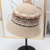 Sombrero de Pescador Jacquard Fair Isle Vintage para Mujer, Sombrero de Pescador Cálido de Felpa para Otoño e Invierno, Sombrero de Pescador Artístico de Ala Corta Estilo Japonés
