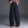 Calça de lã de perna larga estilo cimitarra feminina 2026 Outono/Inverno nova cintura alta drapeada mom calça longa elegante versátil calça casual