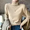 H569 Camiseta Térmica de Cuello Alto de Forro Polar de Microfibra para Mujer, Otoño e Invierno, Espesa, Doble Cara Cepillada, Cuello de Tortuga, Manga Larga