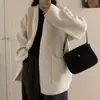 Cárdigan de punto gris nuevo de principios de otoño, estilo holgado y relajado, longitud media, diseño versátil, abrigo suéter para mujer