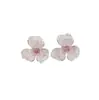 Brincos de Flor Rosa Flor de Três Pétalas Elegante Rosa Gradual Elegante Elegante Brincos de Flor com Pedra Rosa Brincos Doces para Mulheres Brincos