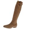 Botas de Caballero para Mujer 2025 Otoño/Invierno Botas Retro Slouch Botas Altas Francesas Adelgazantes Tacón Grueso Gamuza Caqui Botas Largas para Mujer